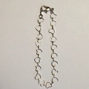 Sterling Silver Heart Chain Bracelet. 7” EUC